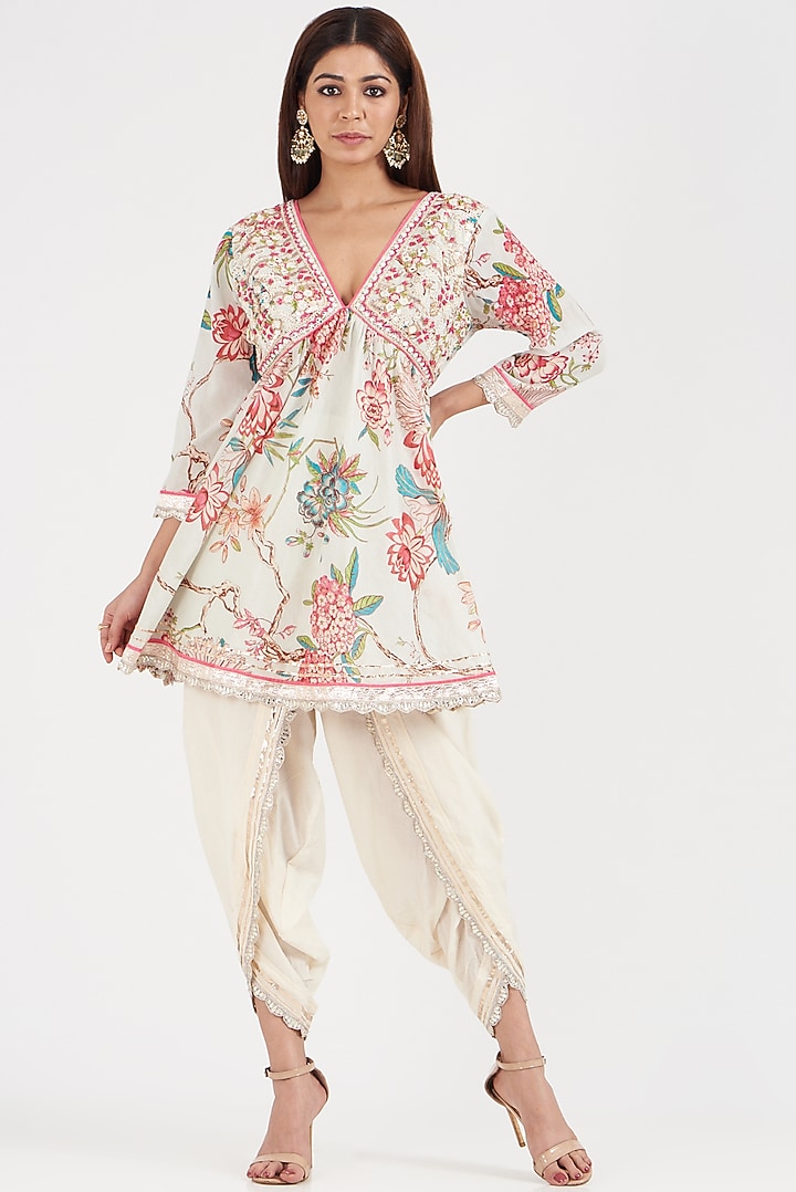 White Cotton Dhoti Set by GOPI VAID at Pernia's Pop Up Shop