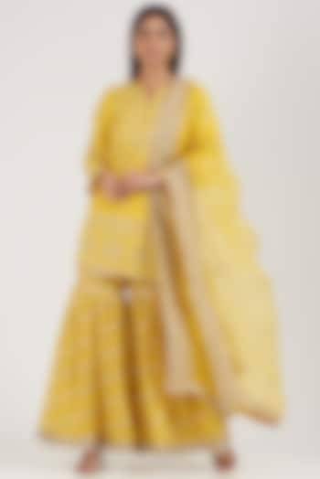 Yellow Chanderi Sharara Set by GOPI VAID at Pernia's Pop Up Shop