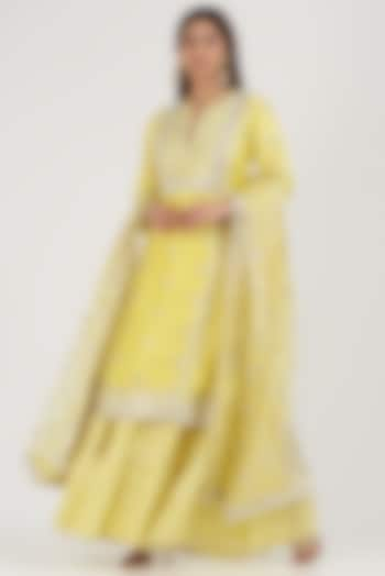 Yellow Embroidered Sharara Set by GOPI VAID at Pernia's Pop Up Shop