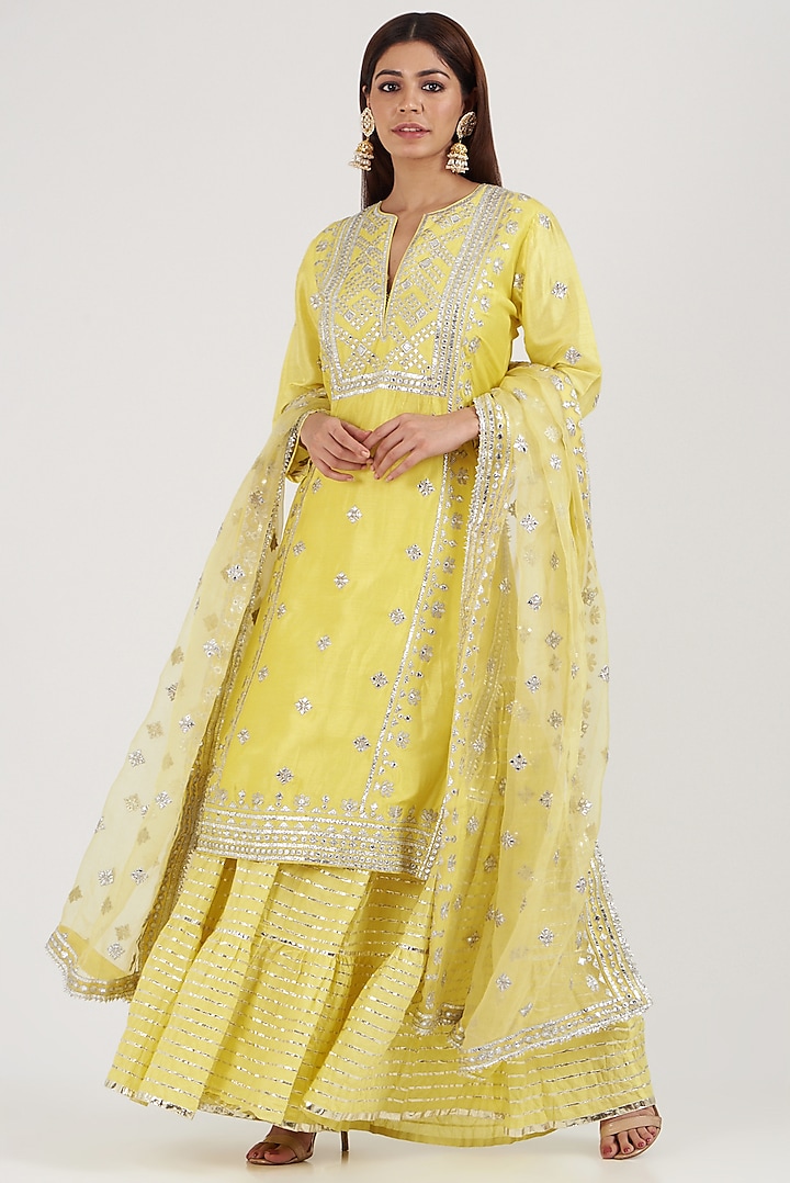 Yellow Embroidered Sharara Set by GOPI VAID at Pernia's Pop Up Shop