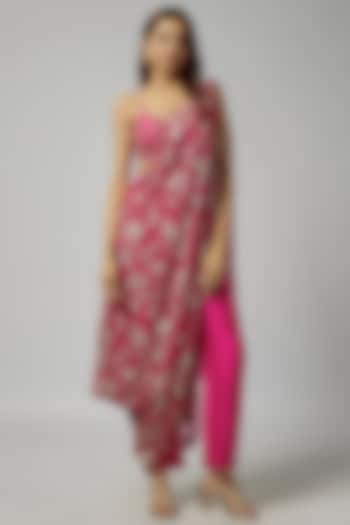 Pink Double Georgette Pant Set by GOPI VAID