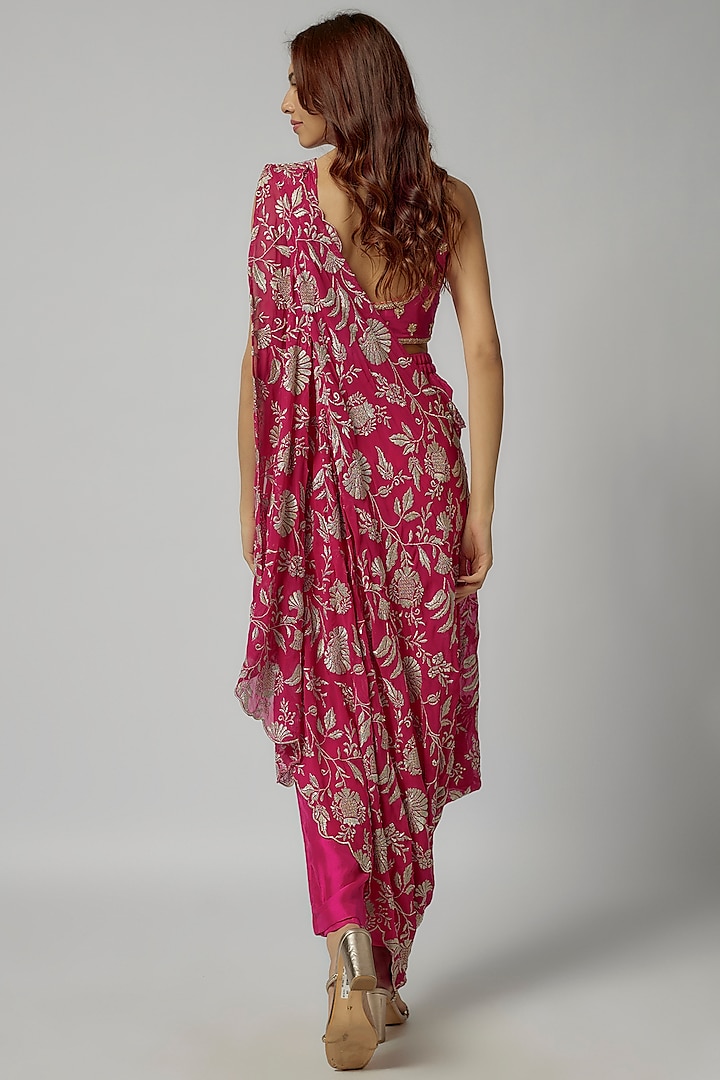 Pink Double Georgette Pant Set by GOPI VAID at Pernia's Pop Up Shop