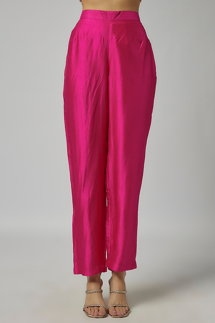 Pink Double Georgette Pant Set by GOPI VAID at Pernia's Pop Up Shop