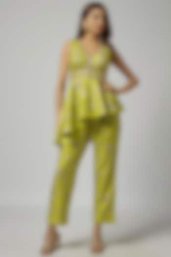 Green Tussar Pant Set by GOPI VAID at Pernia's Pop Up Shop