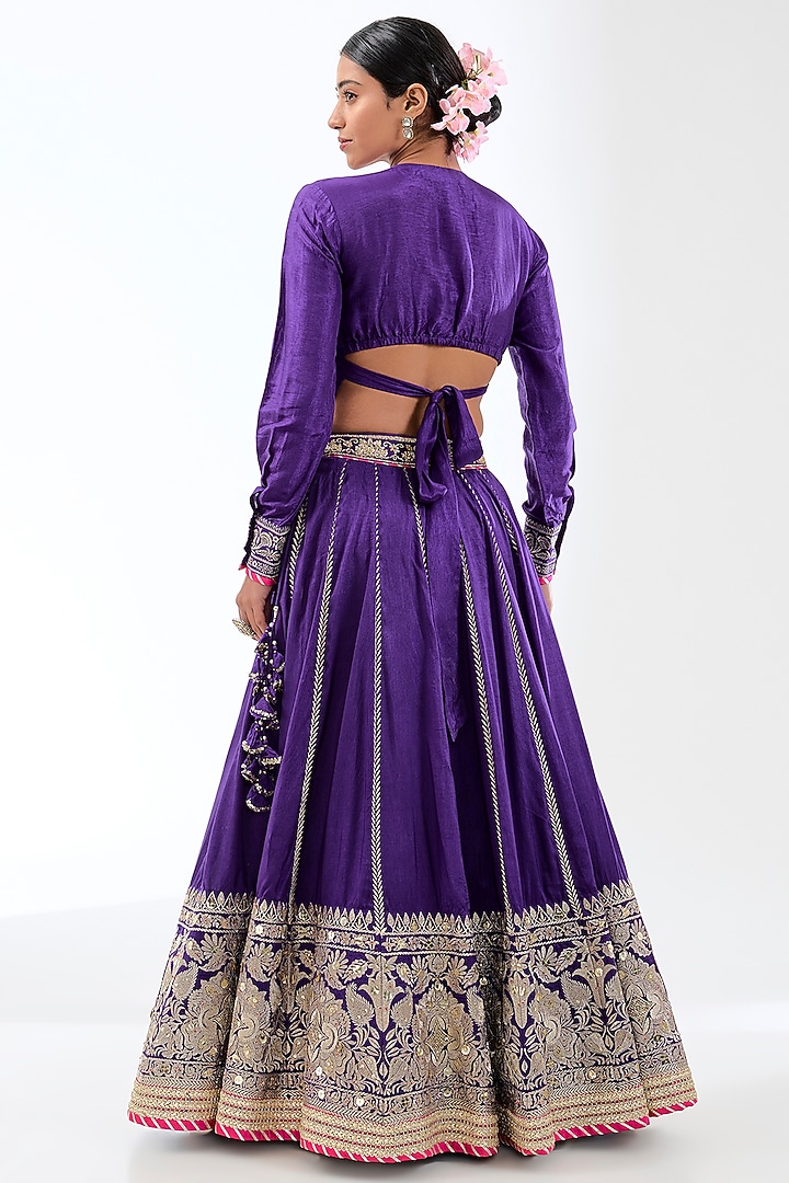 Purple Tussar Skirt Set by GOPI VAID at Pernia's Pop Up Shop