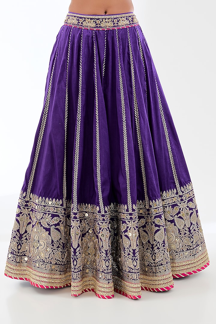 Purple Tussar Skirt Set by GOPI VAID at Pernia's Pop Up Shop