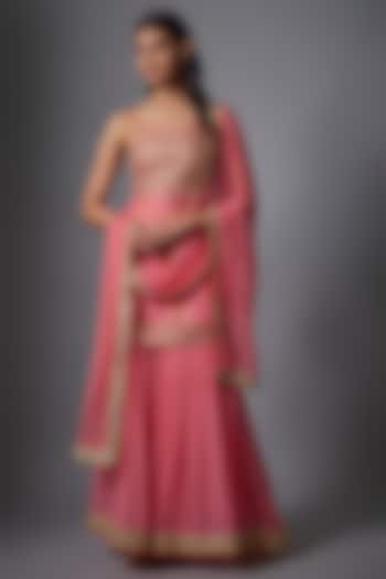 Pink Georgette Party Wear Sharara Set by GOPI VAID at Pernia's Pop Up Shop
