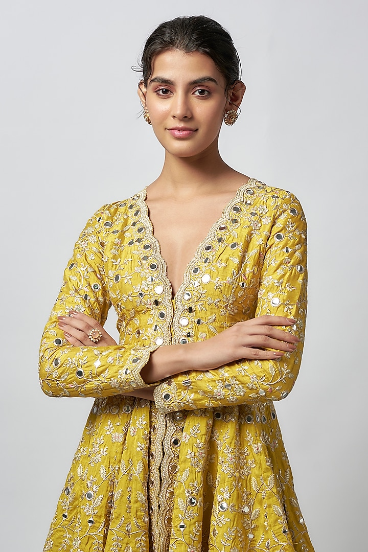 Yellow Chiffon Embellished Wedding Sharara Set by GOPI VAID at Pernia's Pop Up Shop