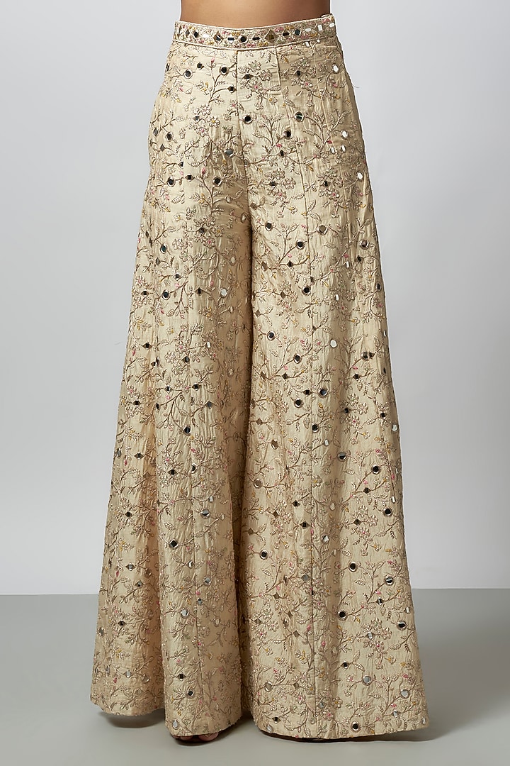 Ivory Tussar Embroidered Wedding Sharara Set by GOPI VAID at Pernia's Pop Up Shop