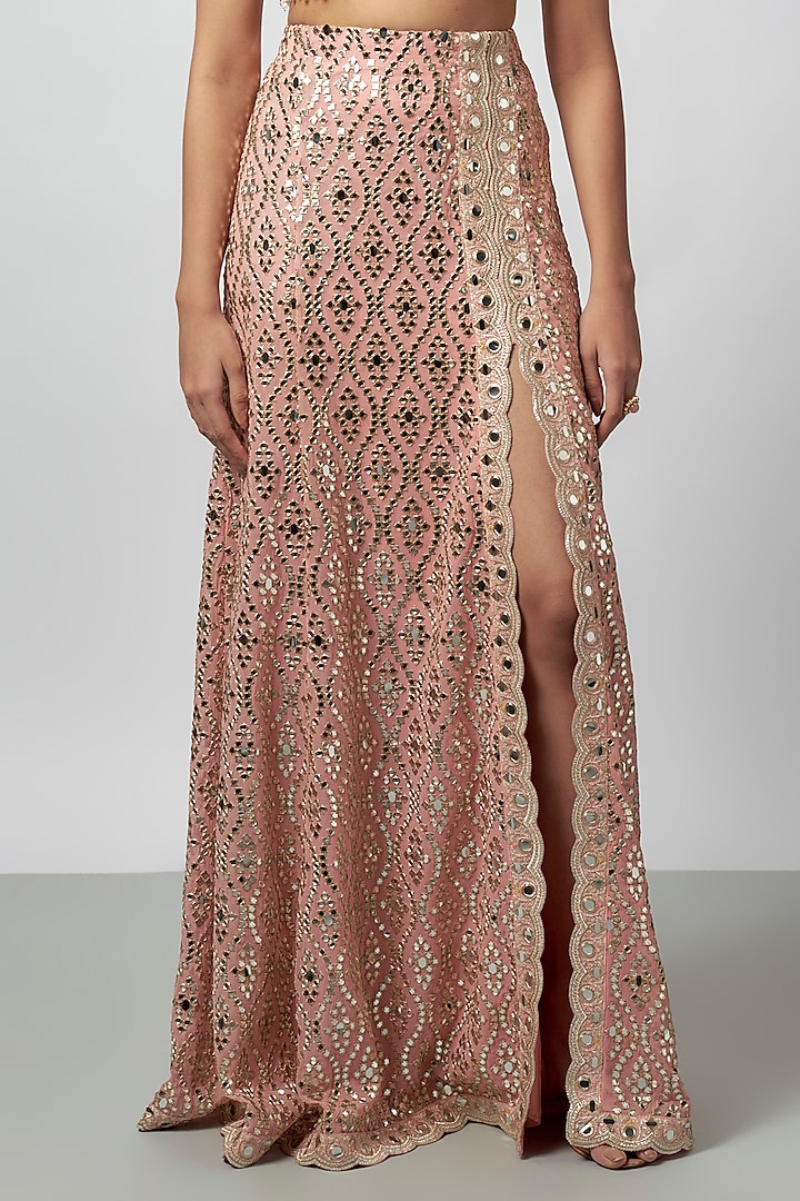 Pink Katri Mirror Slit Skirt Set by GOPI VAID at Pernia's Pop Up Shop