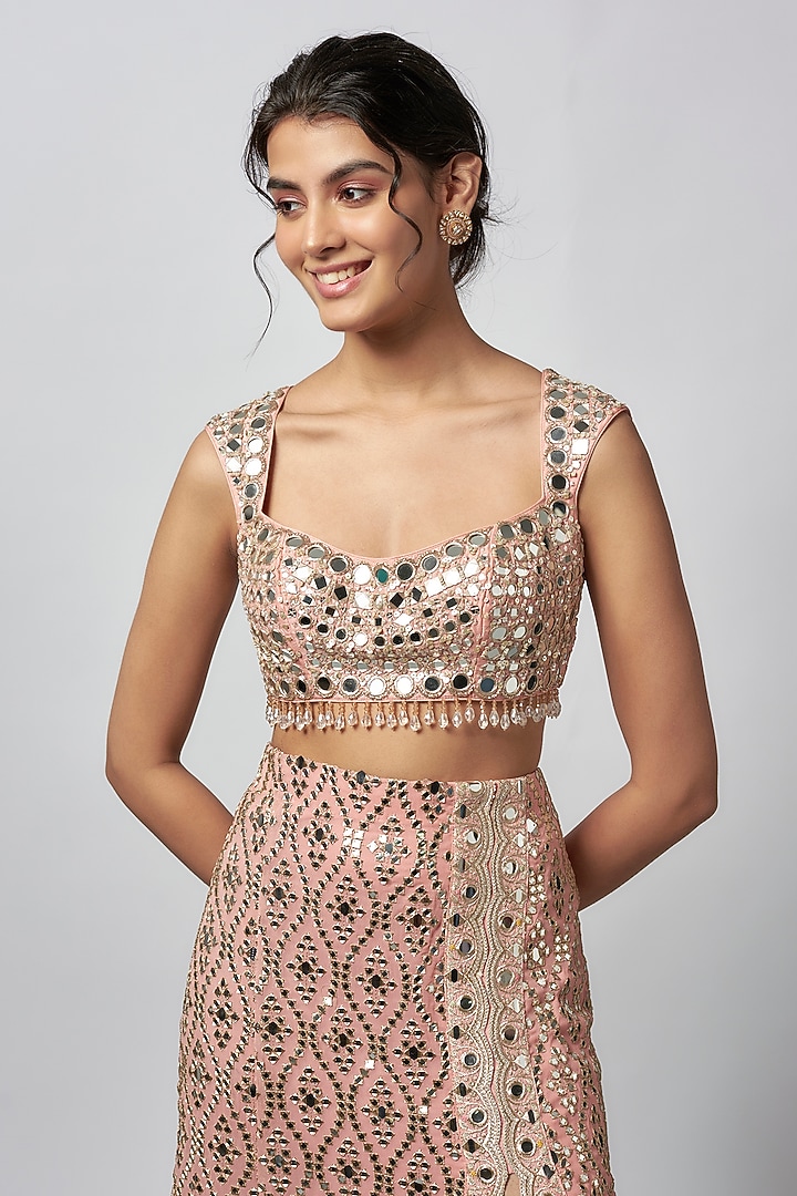 Pink Katri Mirror Slit Skirt Set by GOPI VAID at Pernia's Pop Up Shop