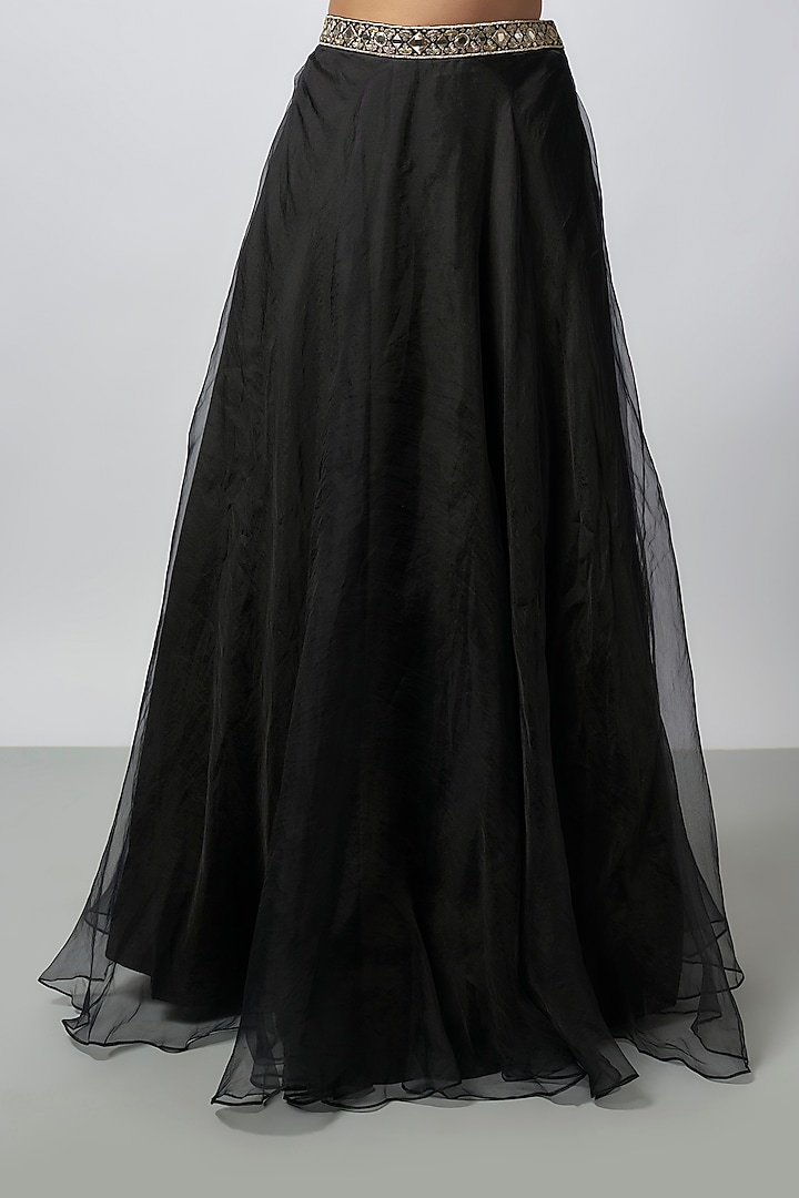 Black Organza Wedding Lehenga Set by GOPI VAID at Pernia's Pop Up Shop