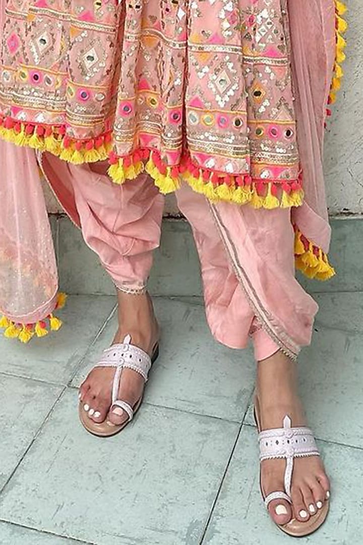 Pink Georgette Hand Embroidered Short Wedding Anarkali Set by GOPI VAID at Pernia's Pop Up Shop