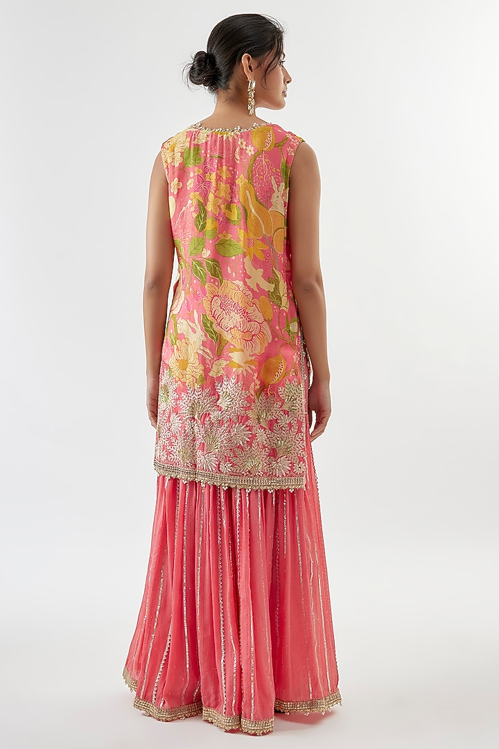 Pink Lurex Striped Wedding Sharara Set by GOPI VAID at Pernia's Pop Up Shop