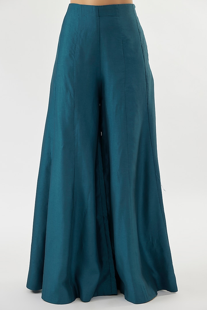 Blue Tussar Silk Wedding Sharara Set by GOPI VAID at Pernia's Pop Up Shop