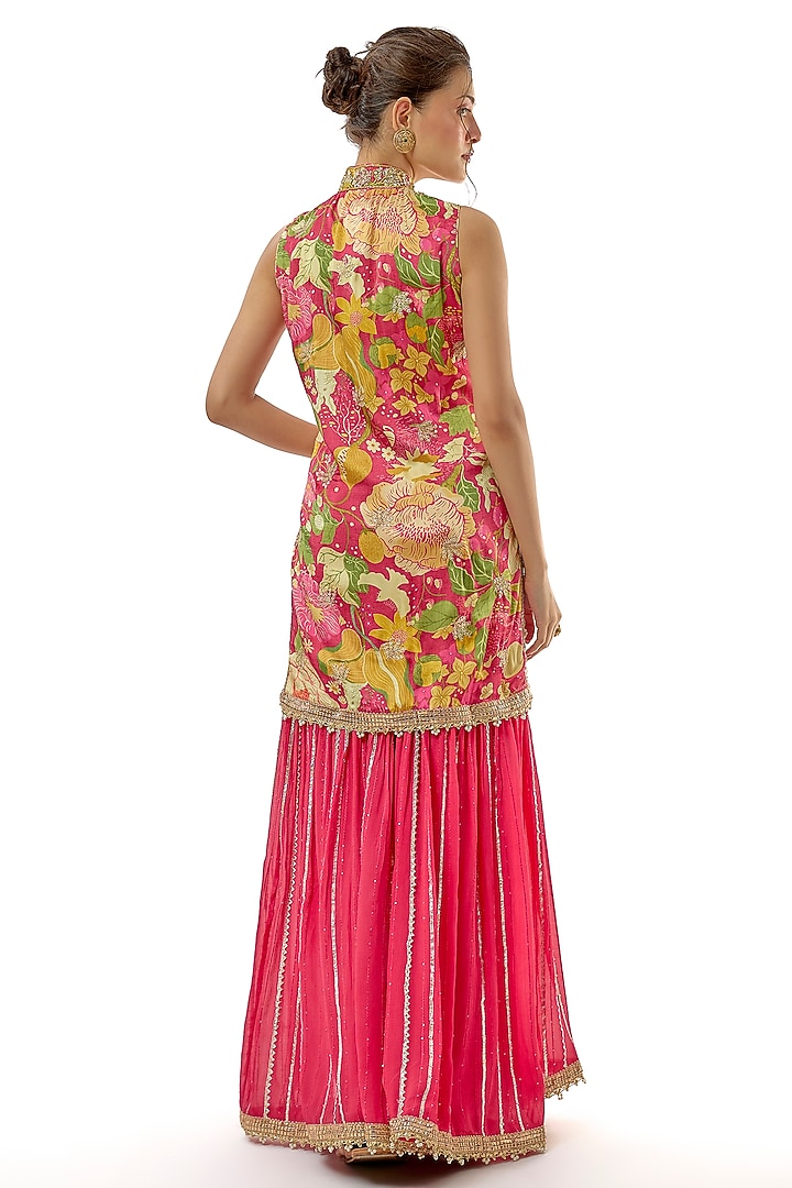 Pink Lurex Wedding Sharara Set by GOPI VAID at Pernia's Pop Up Shop