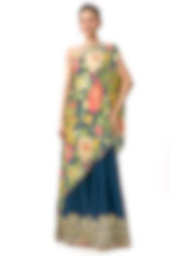 Blue Chiffon Wedding Sharara Set by Gopi Vaid at Pernia's Pop Up Shop