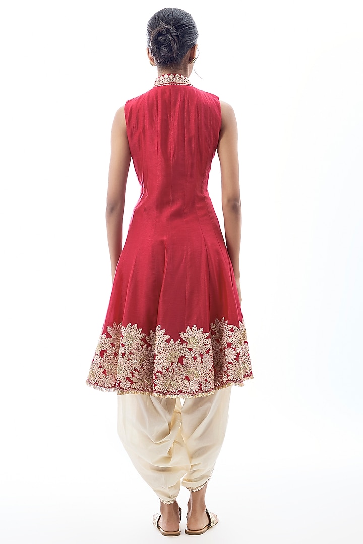 Pink Tussar Kurta Set by GOPI VAID at Pernia's Pop Up Shop