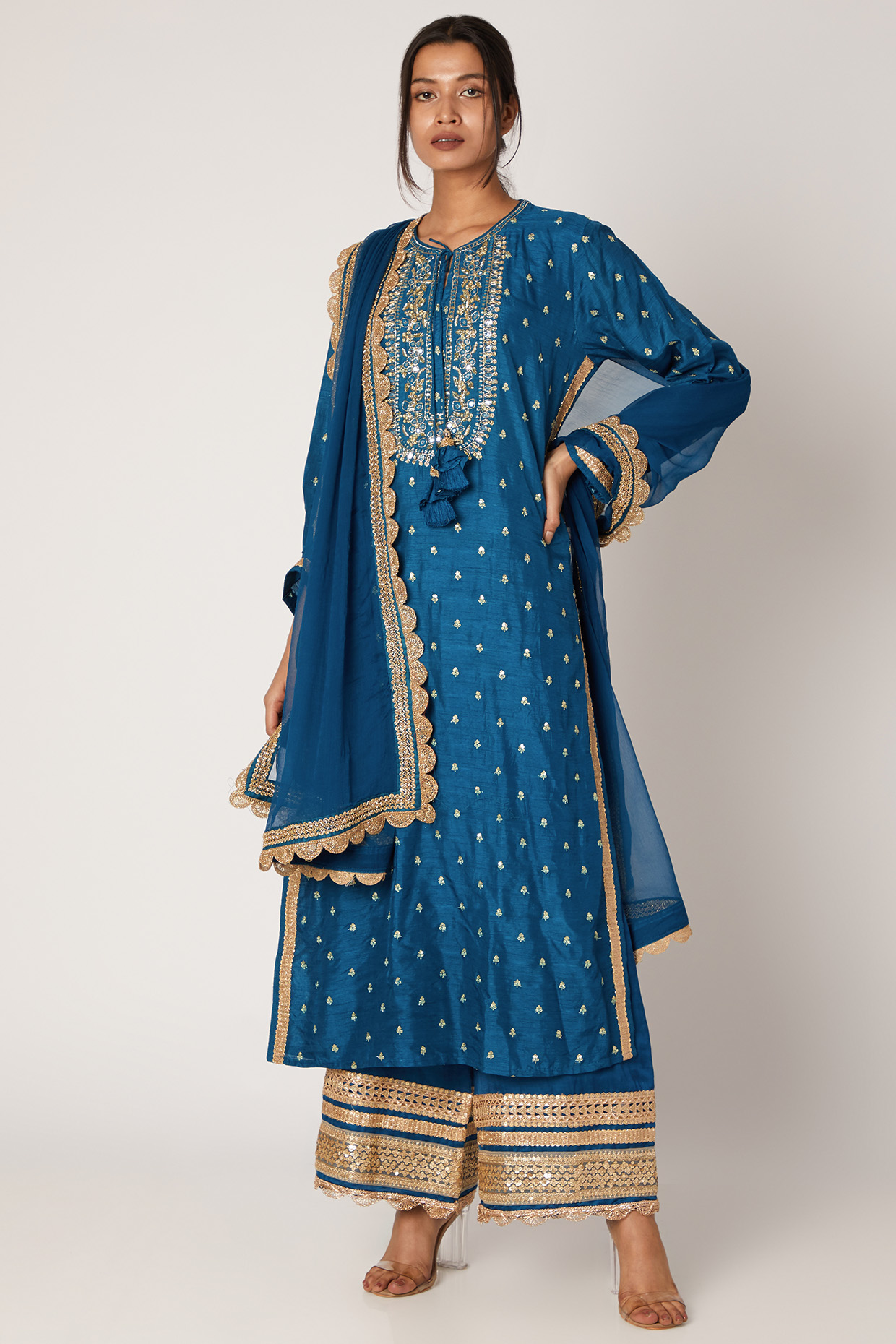peacock feather print kurta