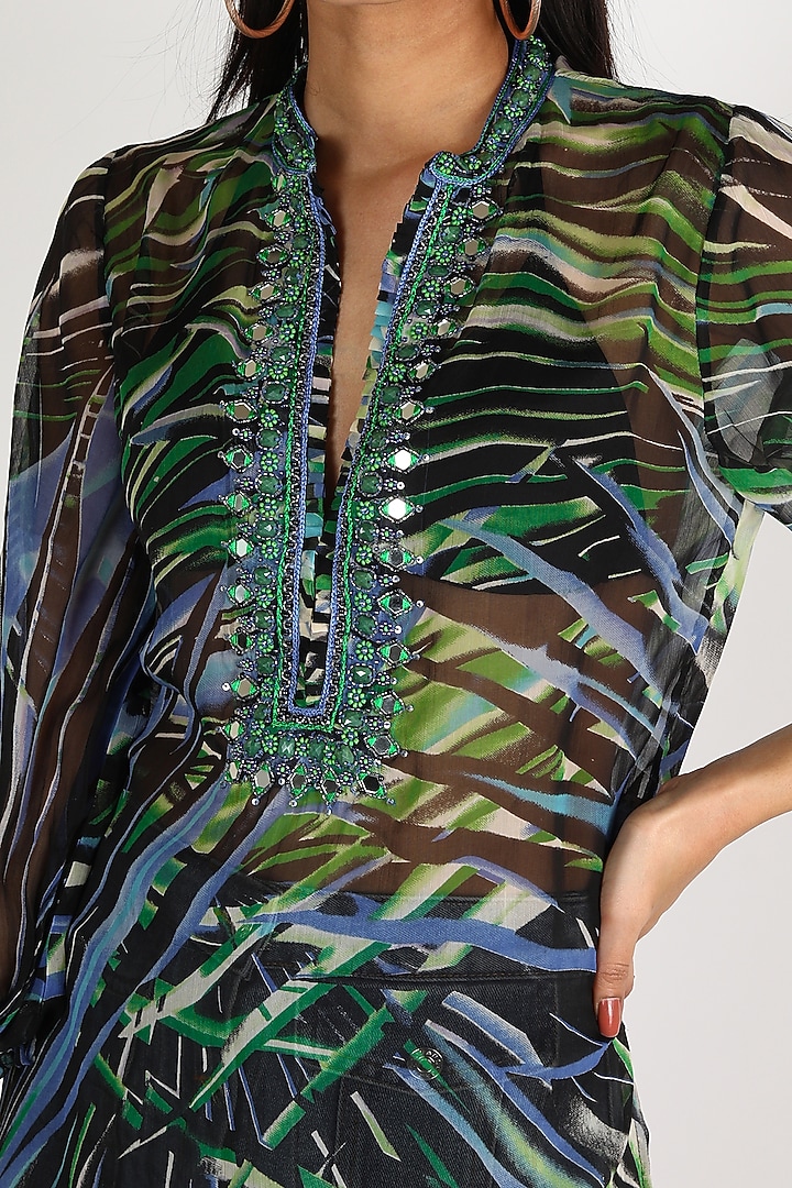 Black Embroidered Top by GOPI VAID at Pernia's Pop Up Shop