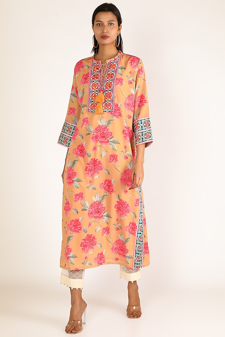 Orange Printed Tunic by GOPI VAID at Pernia's Pop Up Shop