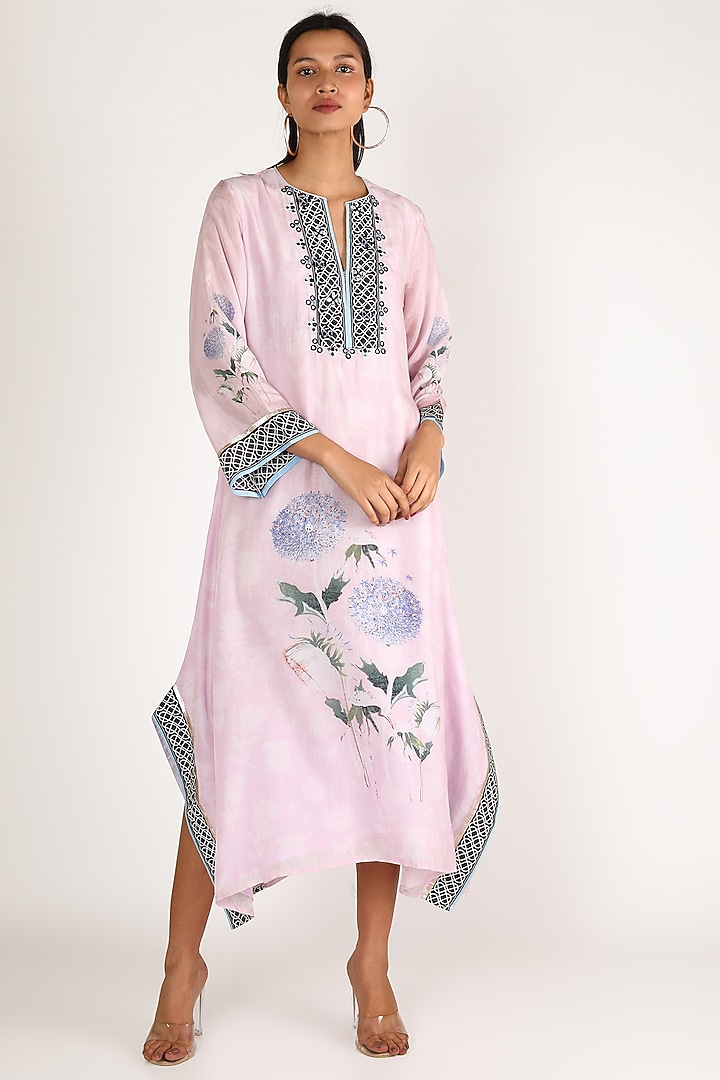 Blush Pink Printed Kaftan by GOPI VAID at Pernia's Pop Up Shop