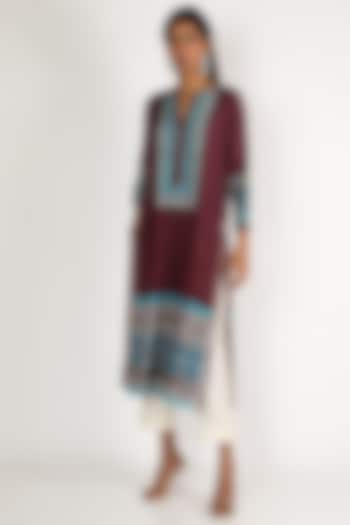 Maroon Printed Tunic by GOPI VAID at Pernia's Pop Up Shop
