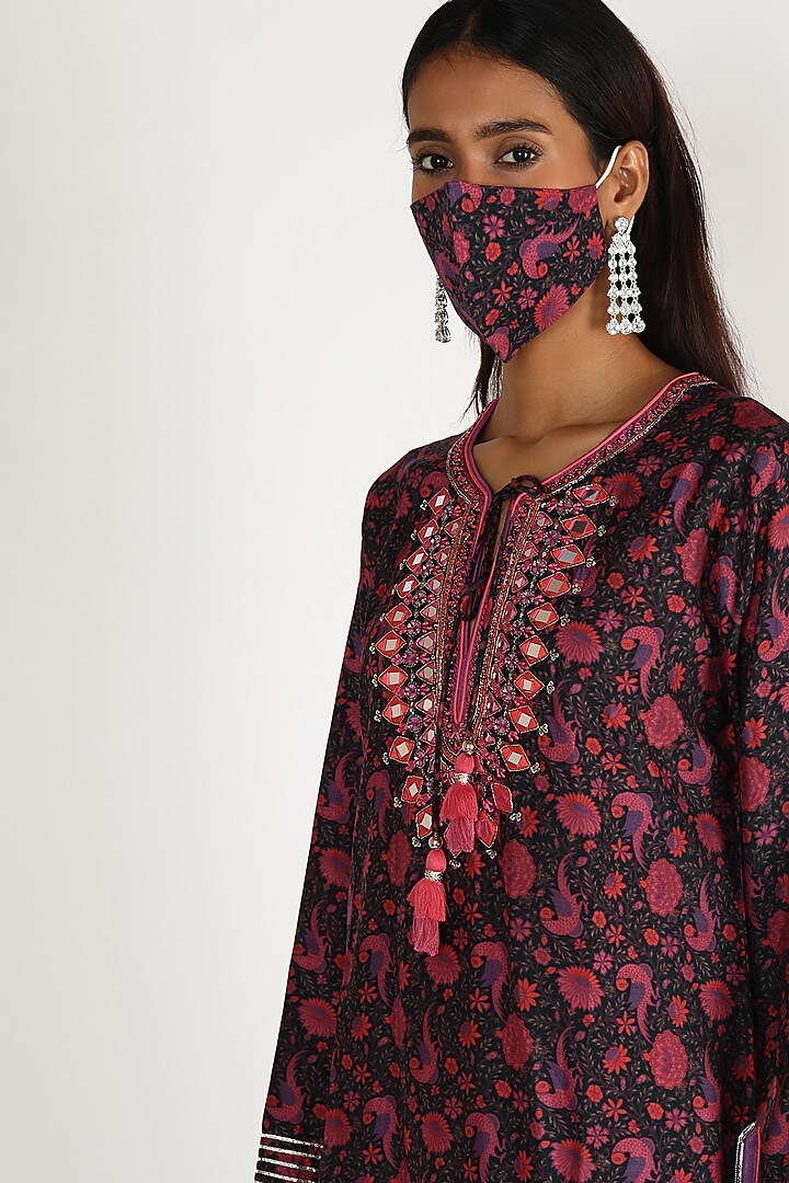 Black & Red Embroidered Tunic by GOPI VAID at Pernia's Pop Up Shop