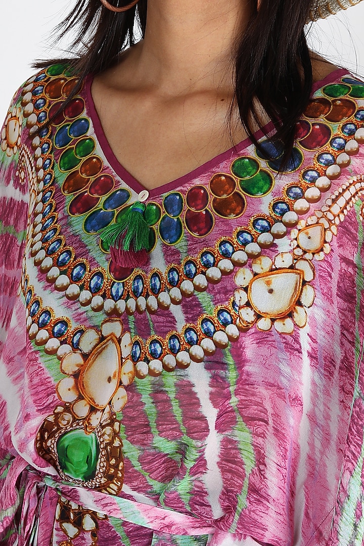 Pink Embroidered Kaftan by GOPI VAID at Pernia's Pop Up Shop