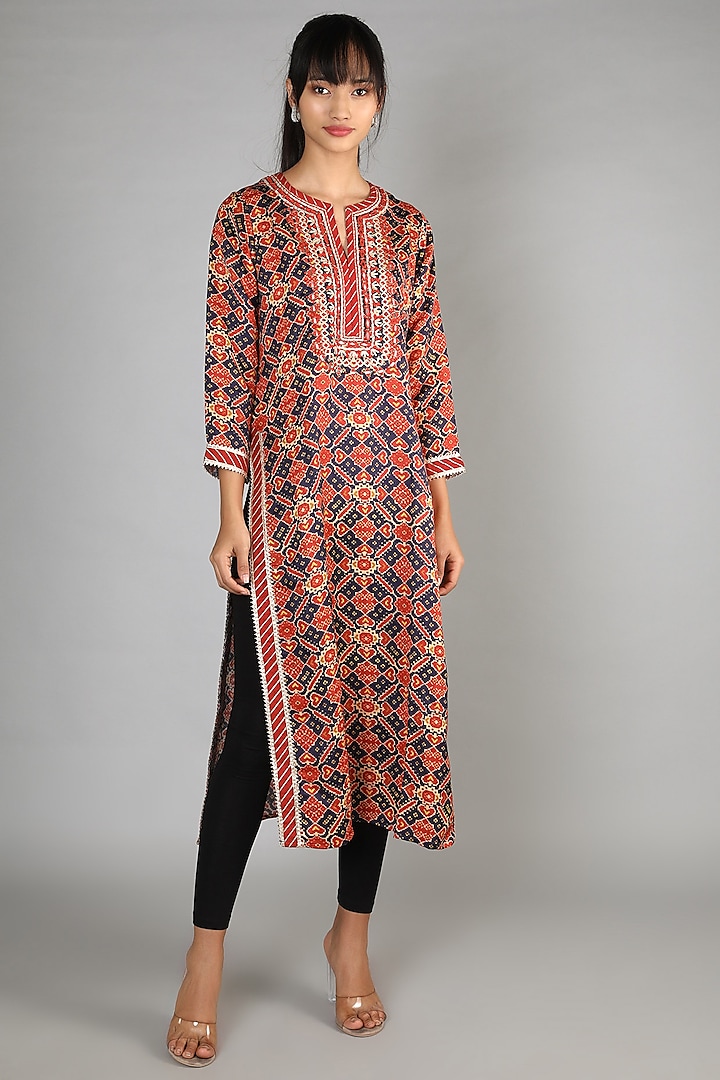 Black Printed Tunic by GOPI VAID at Pernia's Pop Up Shop