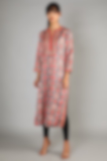 Red Printed Tunic by GOPI VAID at Pernia's Pop Up Shop