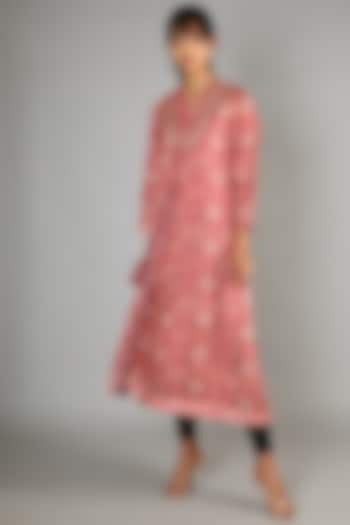 Red Printed Cotton Silk Tunic by GOPI VAID at Pernia's Pop Up Shop