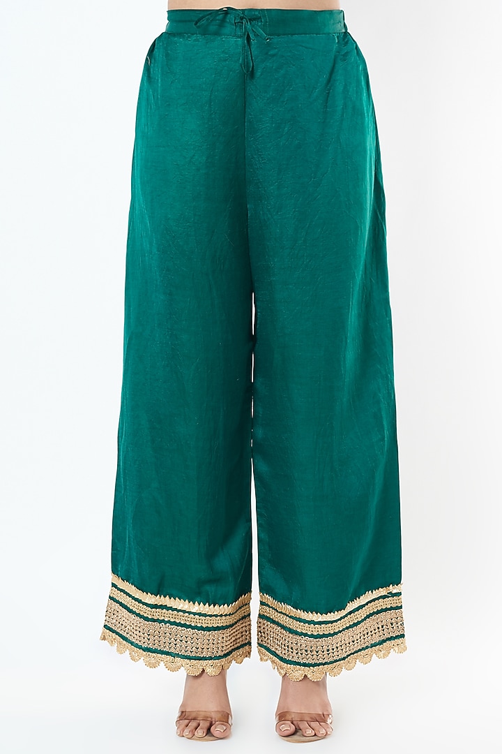 Teal Green Silk Brocade Wedding Anarkali Set by GOPI VAID at Pernia's Pop Up Shop