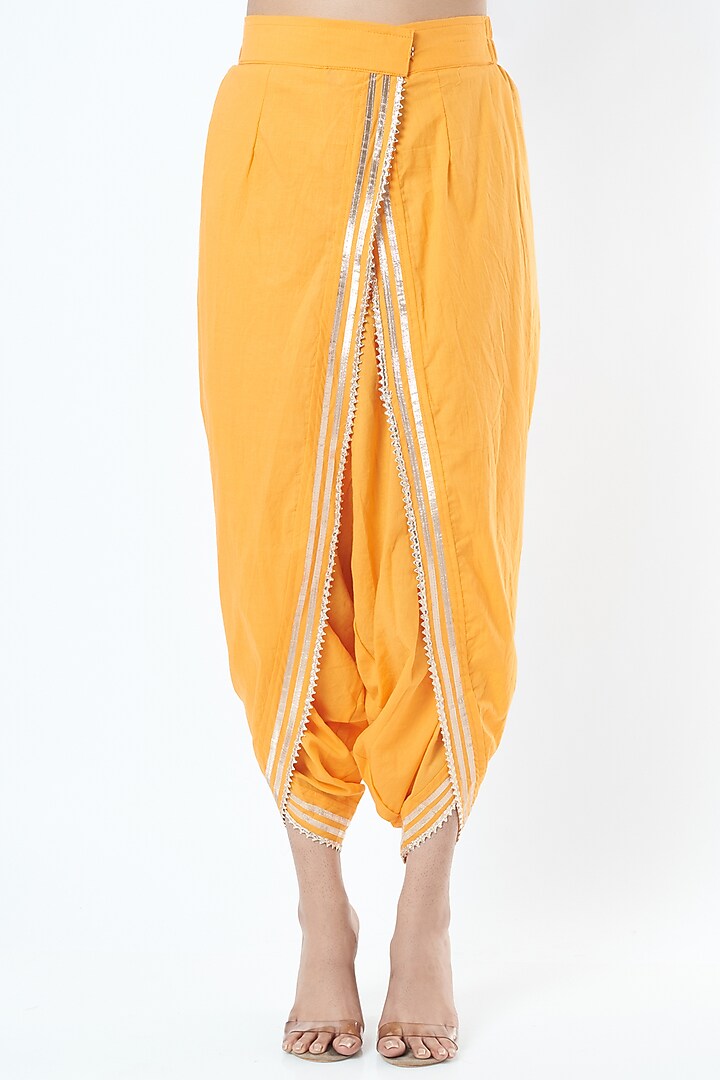 Mango Yellow Embroidered Dhoti Set by GOPI VAID at Pernia's Pop Up Shop