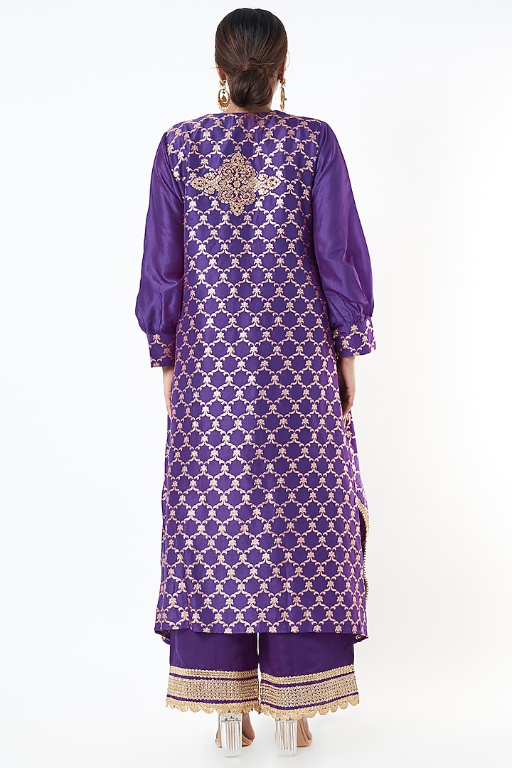 Purple Embroidered Kaftan Set by GOPI VAID at Pernia's Pop Up Shop