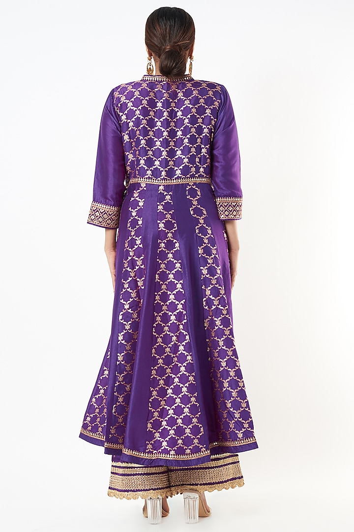 Purple Embroidered Wedding Anarkali Set by GOPI VAID at Pernia's Pop Up Shop