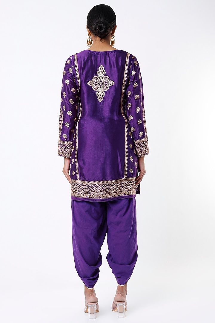 open lace back dress Punjabi Style Purple Color Dress For Lohri