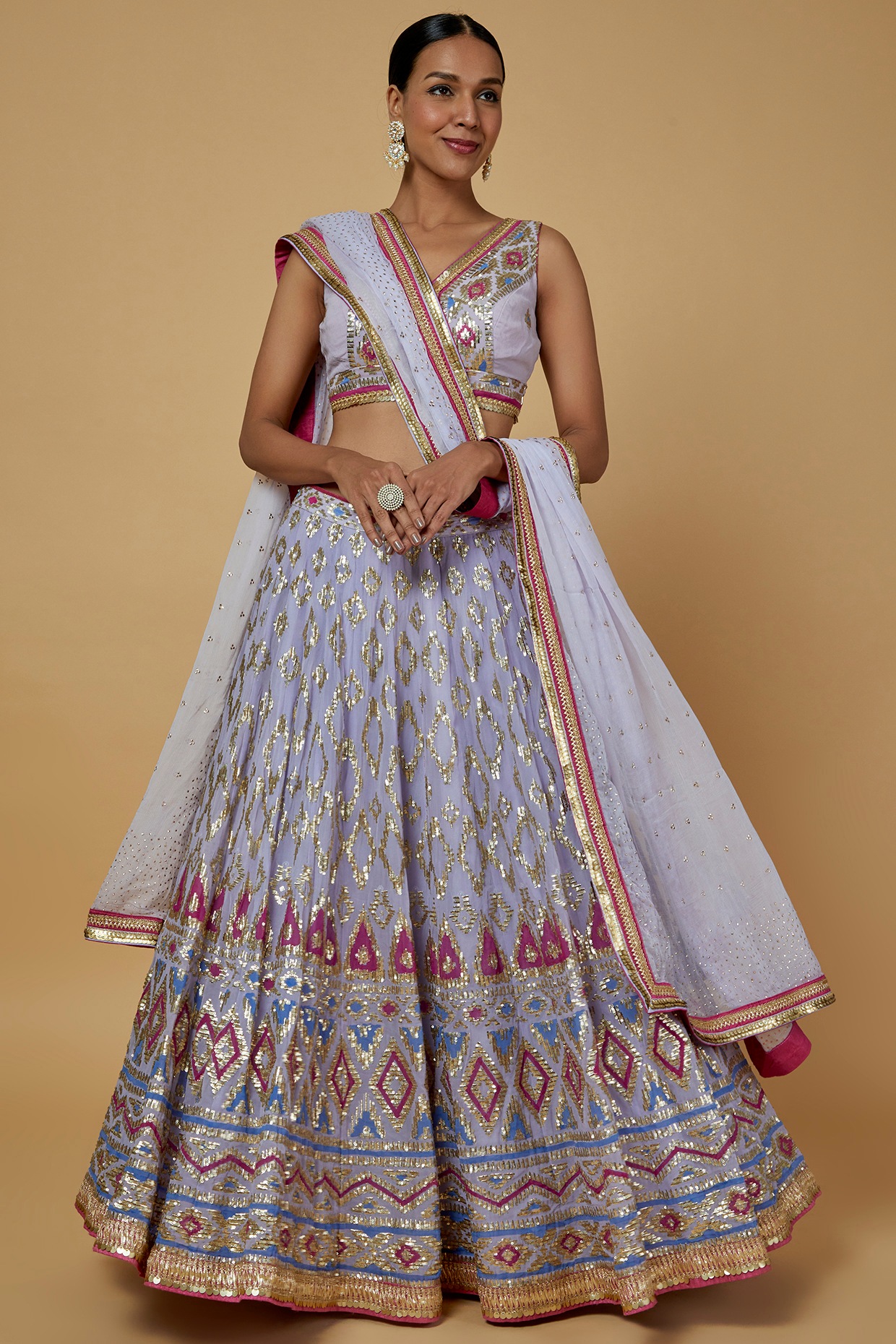 Gopi Purple Georgette Embroidered Lehenga Set