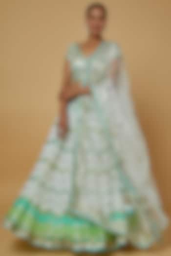 White Embroidered Wedding Lehenga Set by GOPI VAID at Pernia's Pop Up Shop