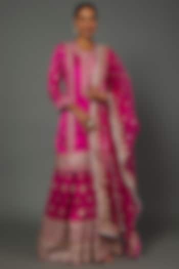 Pink Embroidered Wedding Sharara Set by GOPI VAID at Pernia's Pop Up Shop