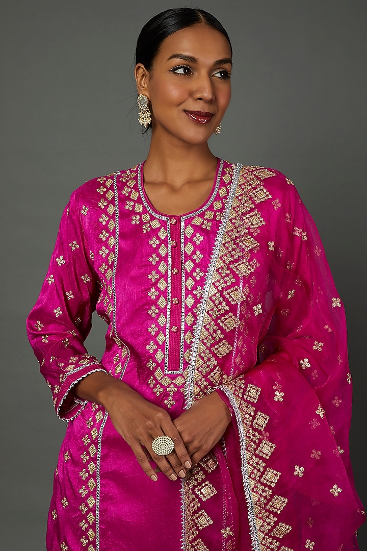Pink Embroidered Wedding Sharara Set by GOPI VAID at Pernia's Pop Up Shop