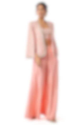 Pink Tussar Mirror Embroidered Cape Jacket Set by GOPI VAID at Pernia's Pop Up Shop