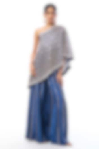 Blue Tussar Pant Set by GOPI VAID at Pernia's Pop Up Shop