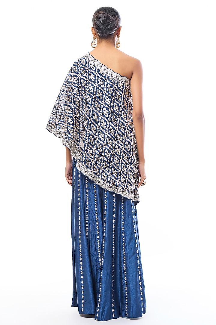 Blue Tussar Pant Set by GOPI VAID at Pernia's Pop Up Shop