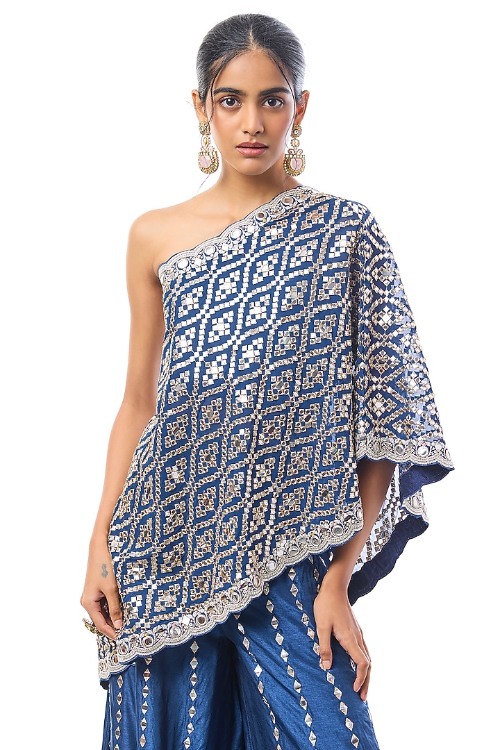 Blue Tussar Pant Set by GOPI VAID at Pernia's Pop Up Shop