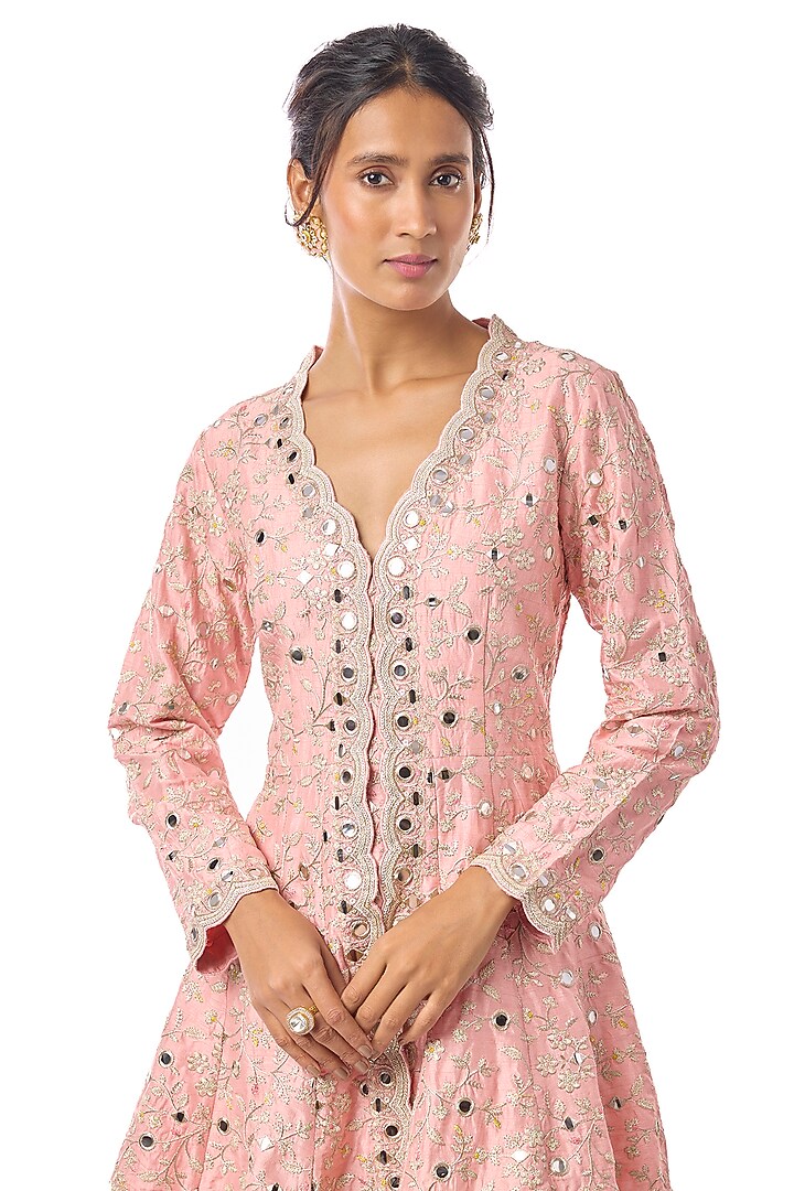 Pink Chiffon Tiered Wedding Sharara Set by GOPI VAID at Pernia's Pop Up Shop