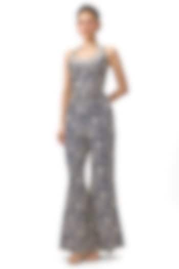 Blue Tussar Jaal Work Wide-Legged Pant Set by GOPI VAID at Pernia's Pop Up Shop