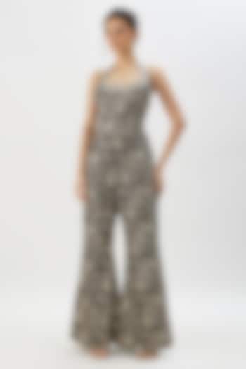 Black Tussar Mirror Embroidered Co-Ord Set by GOPI VAID at Pernia's Pop Up Shop