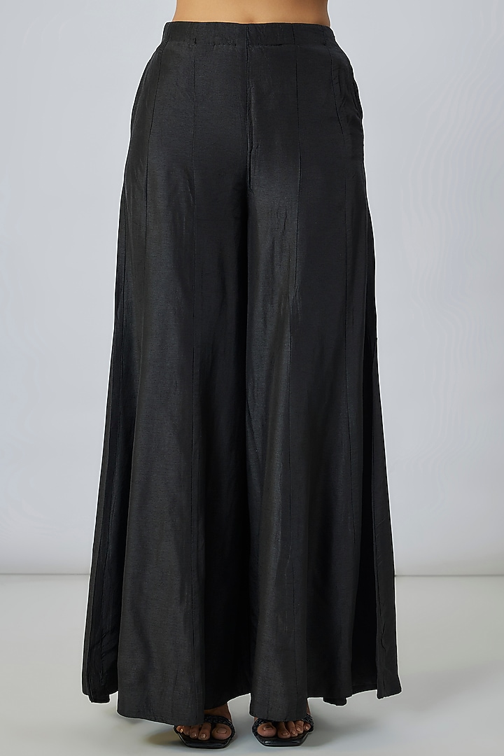Black Tussar Mirror Embroidered Wedding Anarkali Set by Gopi Vaid at Pernia's Pop Up Shop