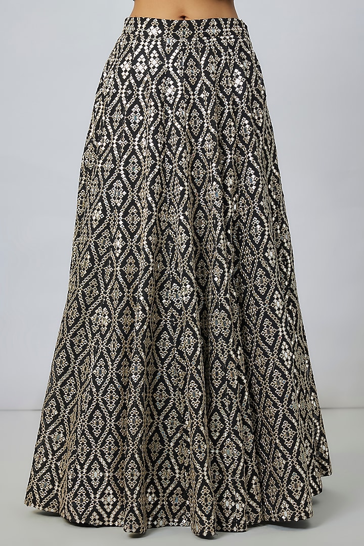 Black Organza Embroidered Wedding Lehenga Set by GOPI VAID at Pernia's Pop Up Shop